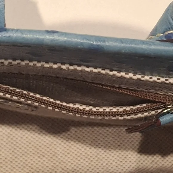 EUC Dooney & Bourke Teal Ostrich Leather 2-Way Medium Top Handle Satchel OS - Picture 14 of 16